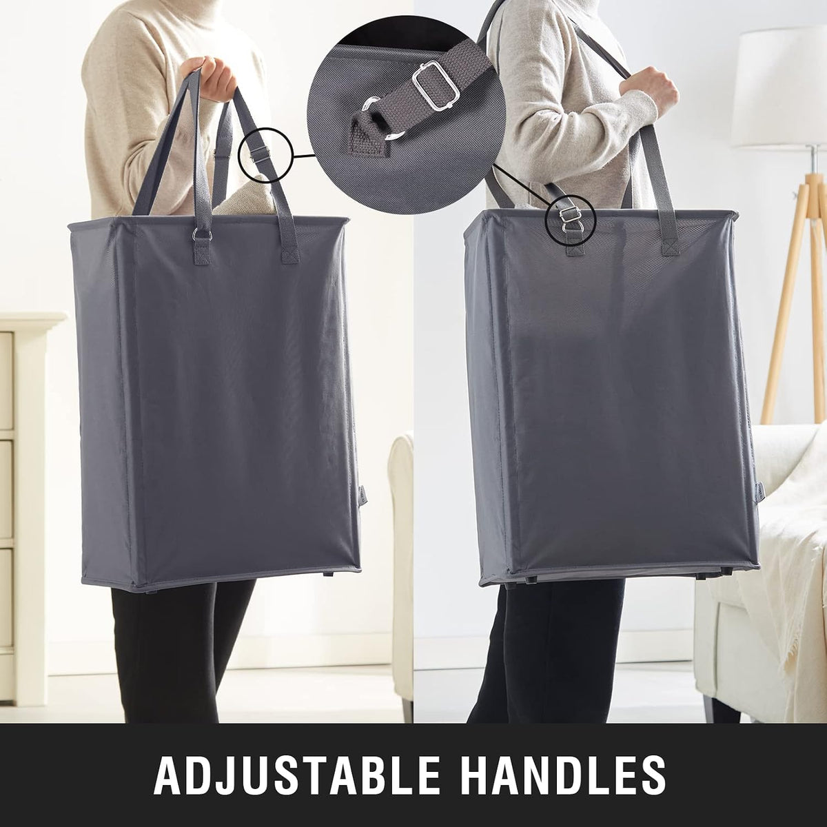 45L Slim Laundry Hamper with Removable Inner Bag & Side Handles, Black