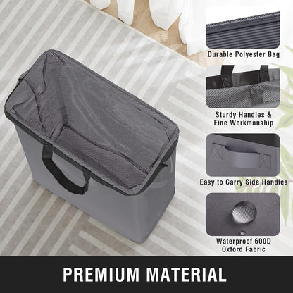 45L Slim Laundry Hamper with Removable Inner Bag & Side Handles, Black