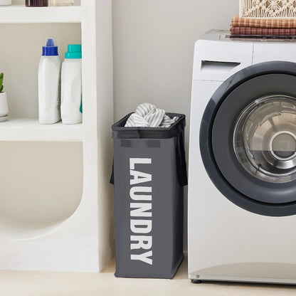 45L Slim Laundry Hamper with Removable Inner Bag & Side Handles, Black