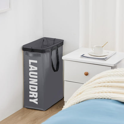 45L Slim Laundry Hamper with Removable Inner Bag & Side Handles, Black