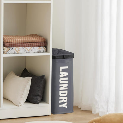 45L Slim Laundry Hamper with Removable Inner Bag & Side Handles, Black