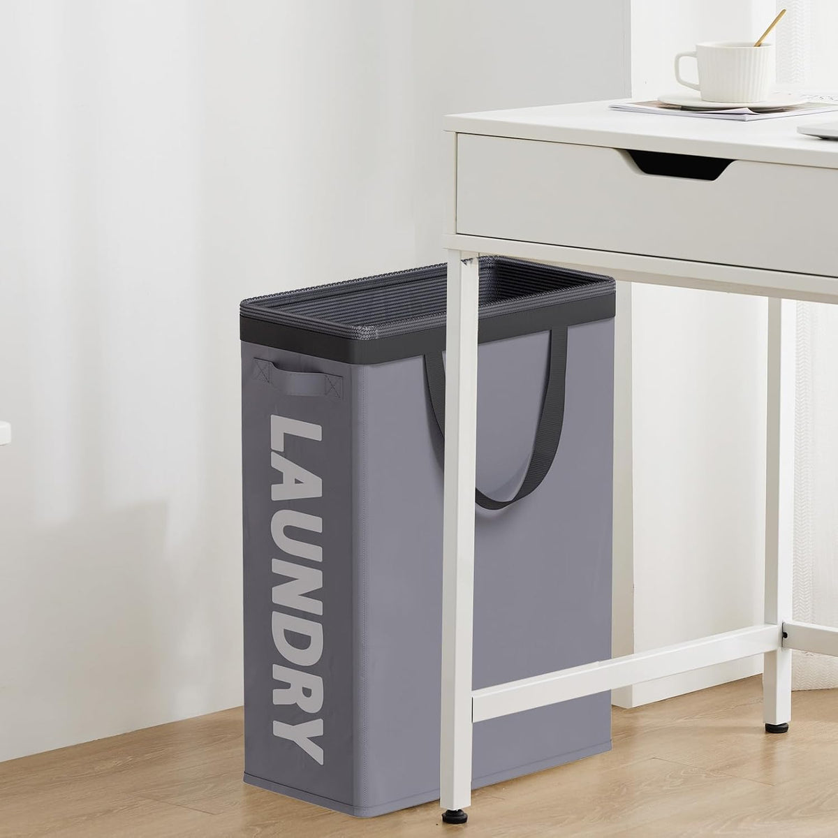 45L Slim Laundry Hamper with Removable Inner Bag & Side Handles, Black