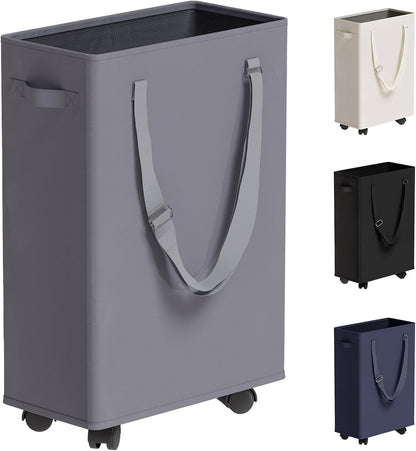 45L Slim Laundry Hamper with Removable Inner Bag & Side Handles, Black