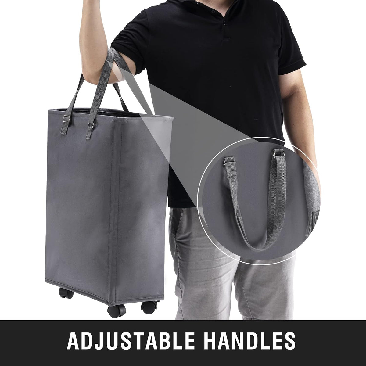 45L Slim Laundry Hamper with Removable Inner Bag & Side Handles, Black