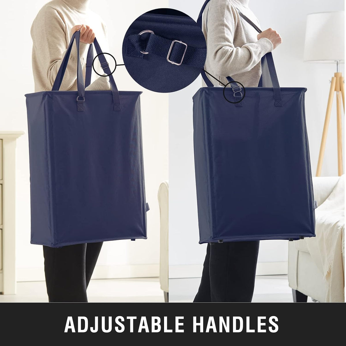 45L Slim Laundry Hamper with Removable Inner Bag & Side Handles, Black