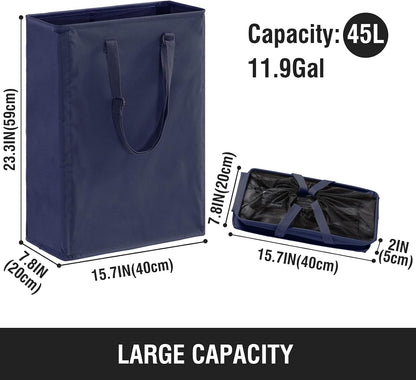 45L Slim Laundry Hamper with Removable Inner Bag & Side Handles, Black