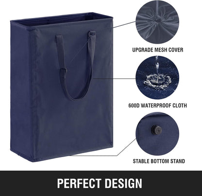 45L Slim Laundry Hamper with Removable Inner Bag & Side Handles, Black