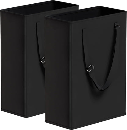 45L Slim Laundry Hamper with Removable Inner Bag & Side Handles, Black
