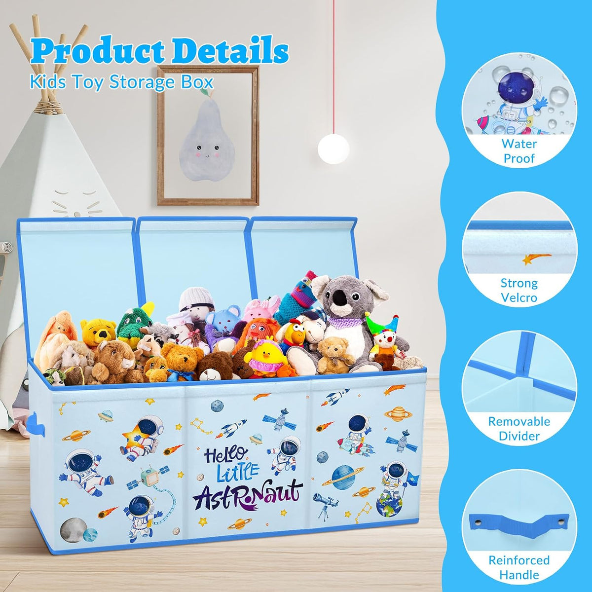 Large Toy Box Collapsible Chest Organizer with Flip Lid for Kids