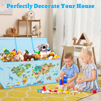 Large Toy Box Collapsible Chest Organizer with Flip Lid for Kids