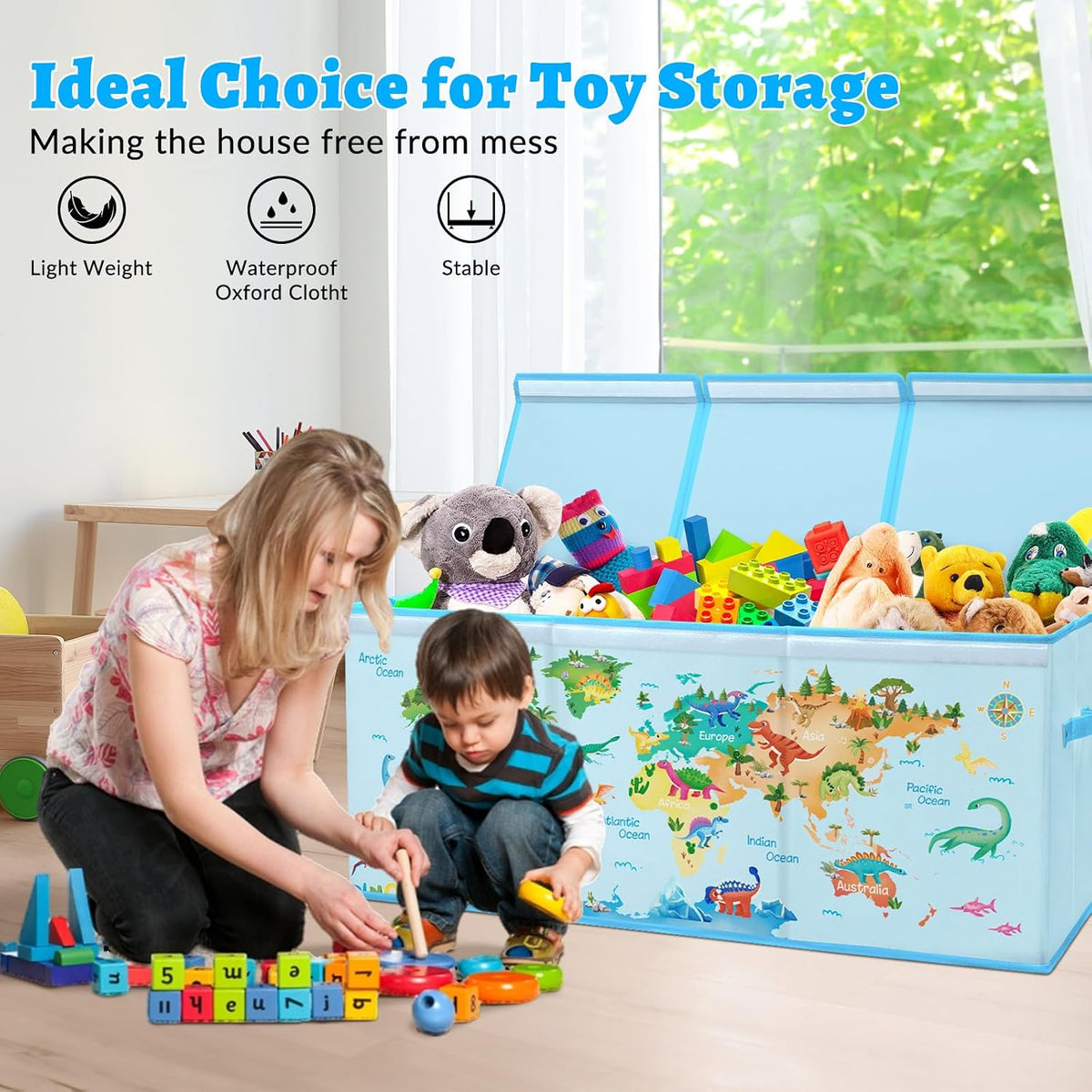 Large Toy Box Collapsible Chest Organizer with Flip Lid for Kids