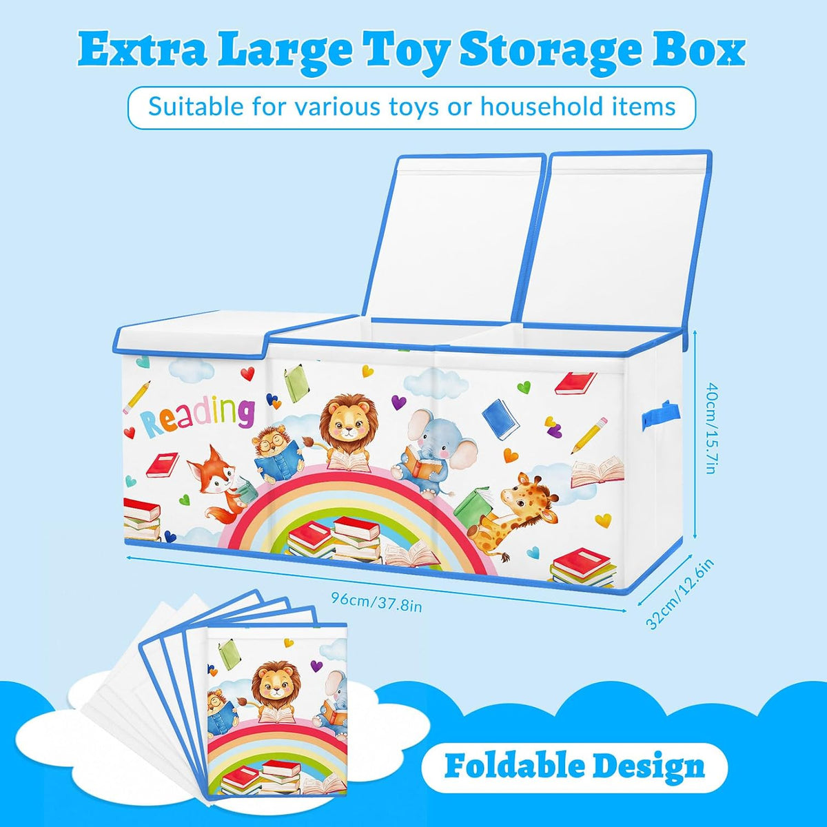 Large Toy Box Collapsible Chest Organizer with Flip Lid for Kids