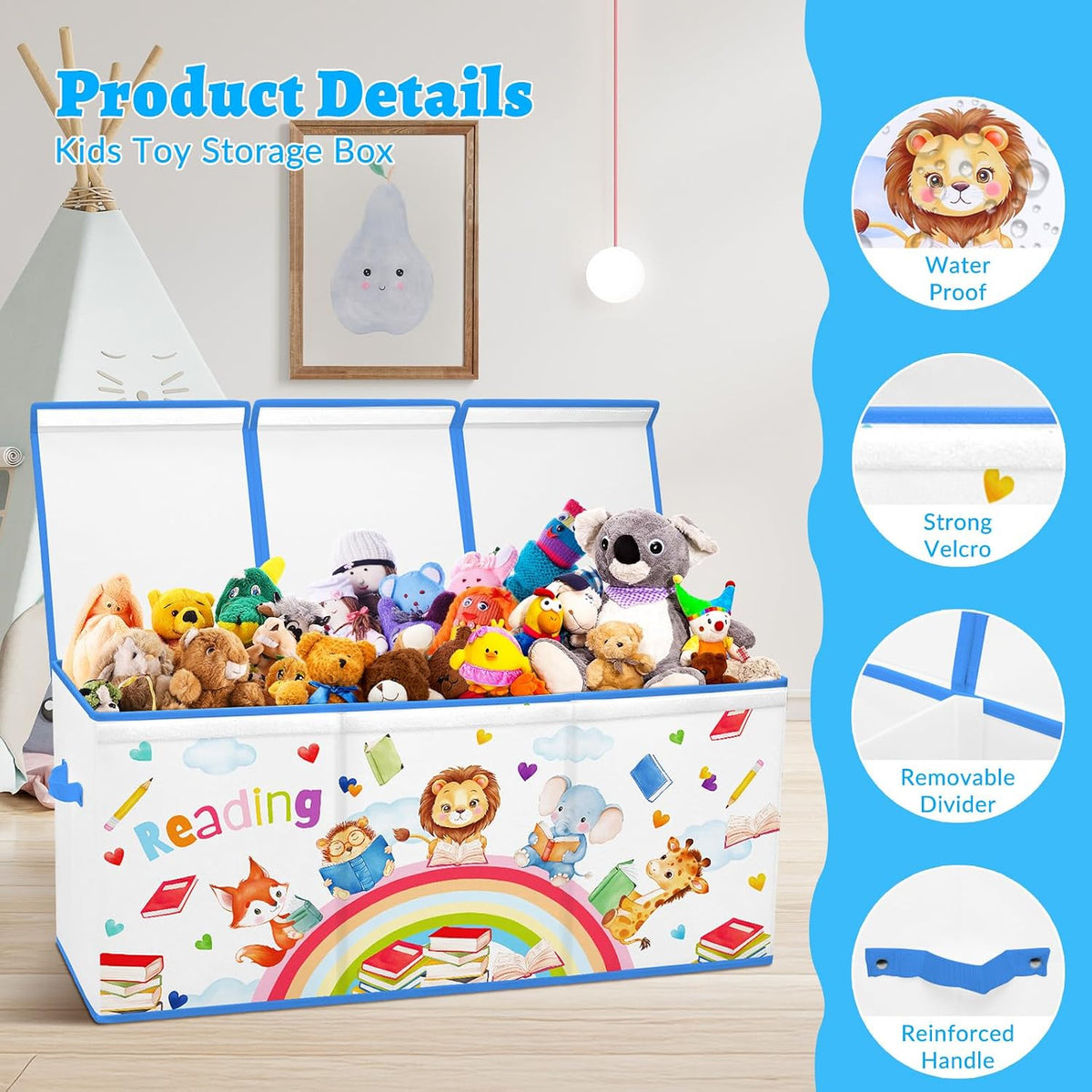 Large Toy Box Collapsible Chest Organizer with Flip Lid for Kids
