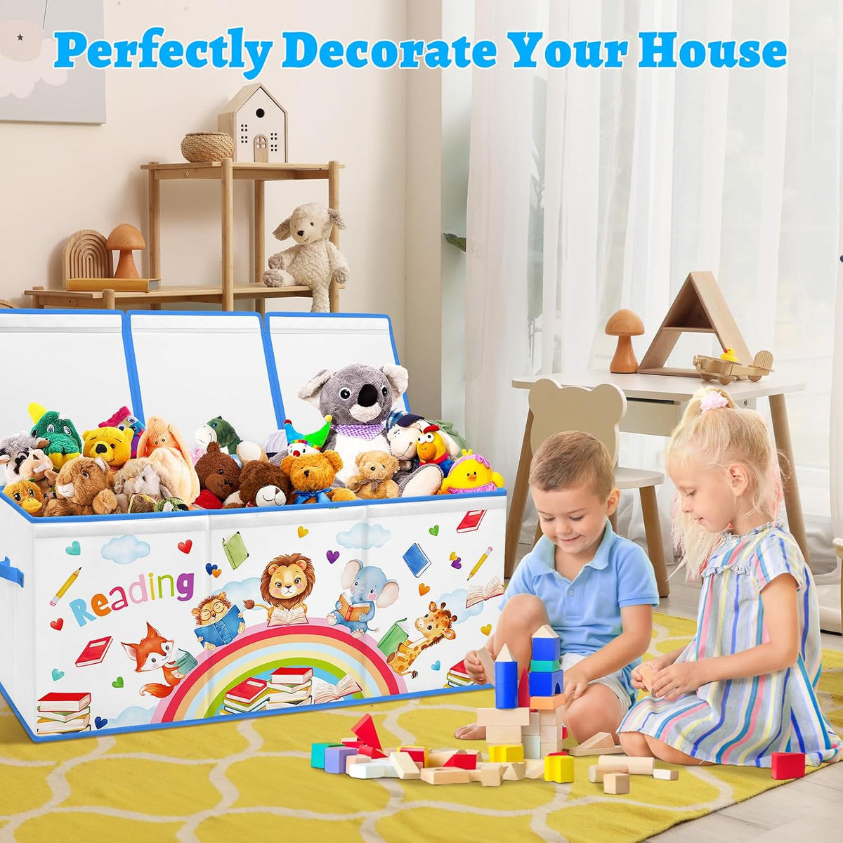 Large Toy Box Collapsible Chest Organizer with Flip Lid for Kids