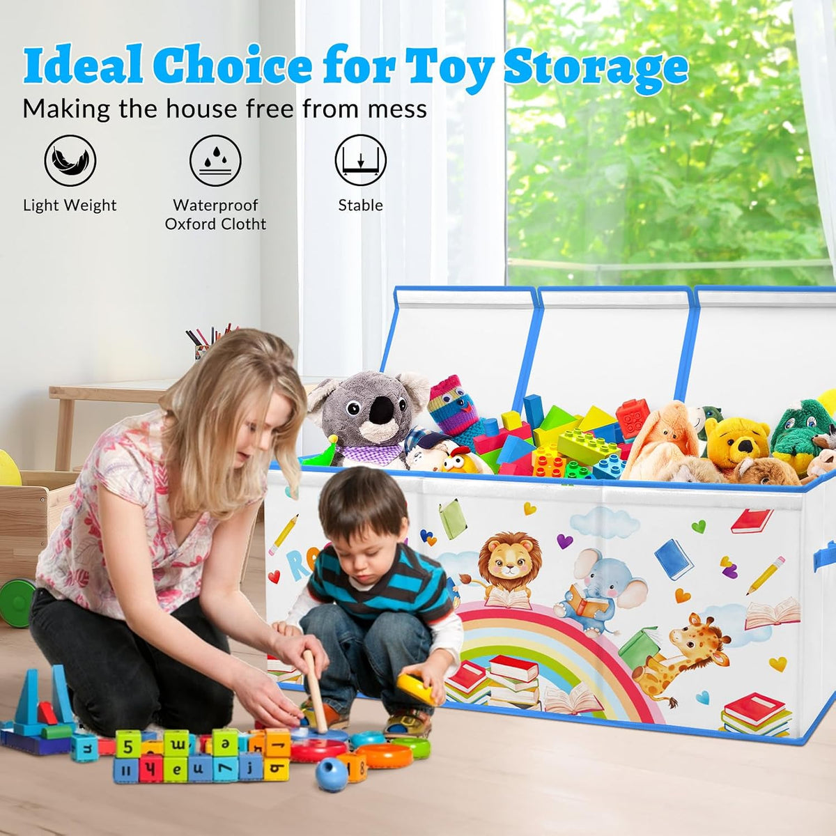 Large Toy Box Collapsible Chest Organizer with Flip Lid for Kids