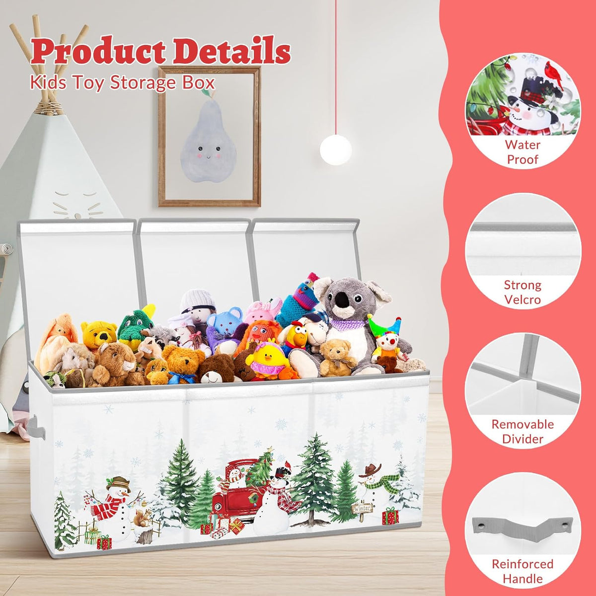 Large Toy Box Collapsible Chest Organizer with Flip Lid for Kids