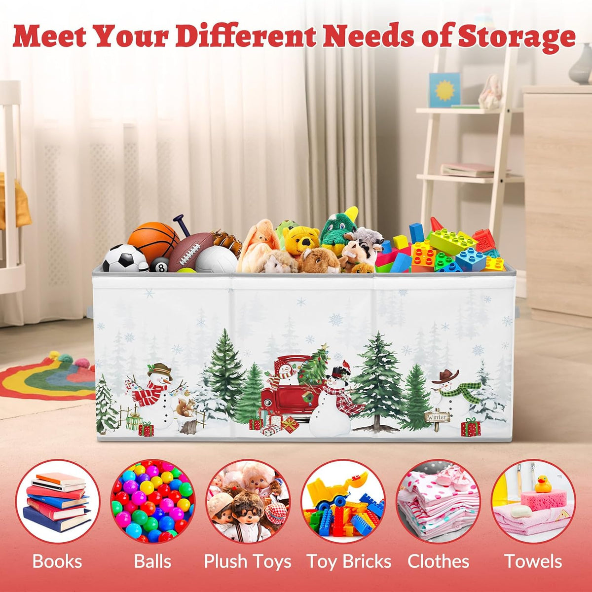 Large Toy Box Collapsible Chest Organizer with Flip Lid for Kids
