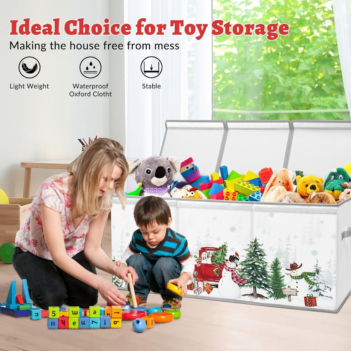Large Toy Box Collapsible Chest Organizer with Flip Lid for Kids