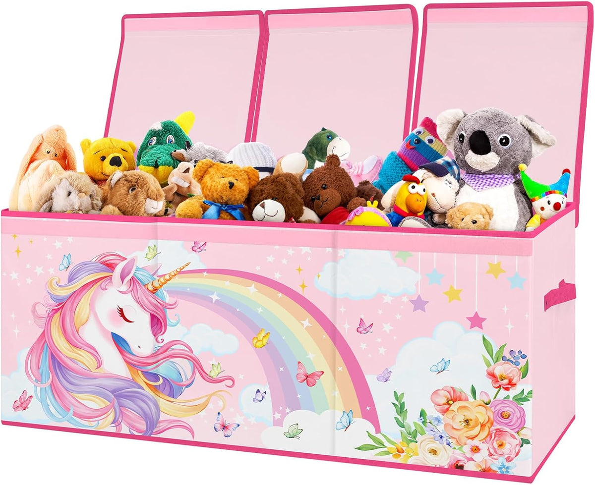 Large Toy Box Collapsible Chest Organizer with Flip Lid for Kids