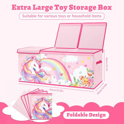 Large Toy Box Collapsible Chest Organizer with Flip Lid for Kids
