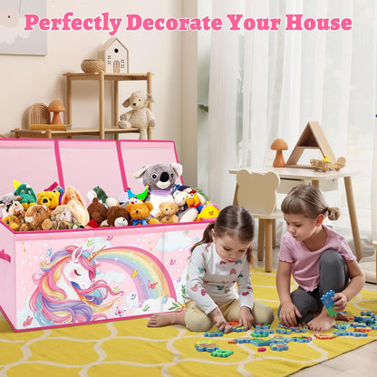 Large Toy Box Collapsible Chest Organizer with Flip Lid for Kids