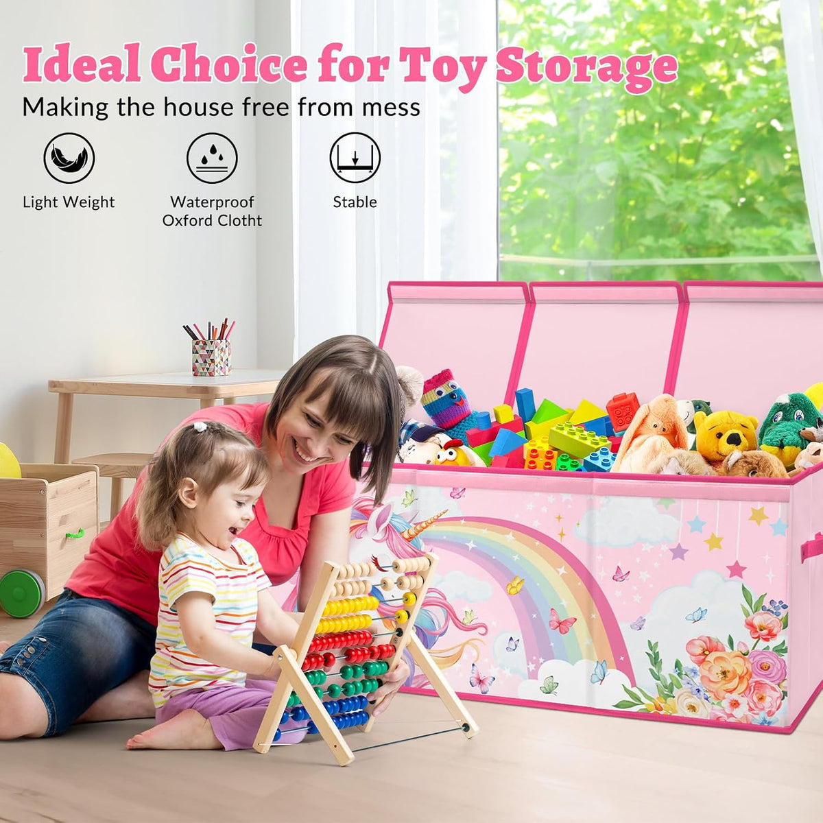 Large Toy Box Collapsible Chest Organizer with Flip Lid for Kids