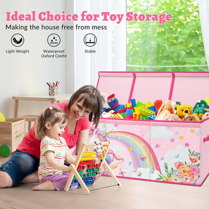Large Toy Box Collapsible Chest Organizer with Flip Lid for Kids
