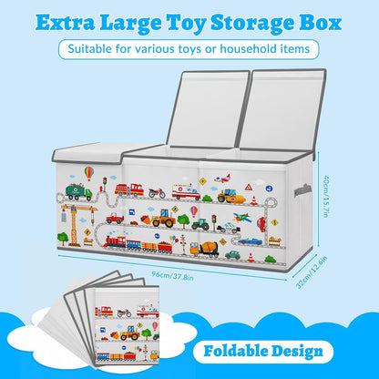 Large Toy Box Collapsible Chest Organizer with Flip Lid for Kids