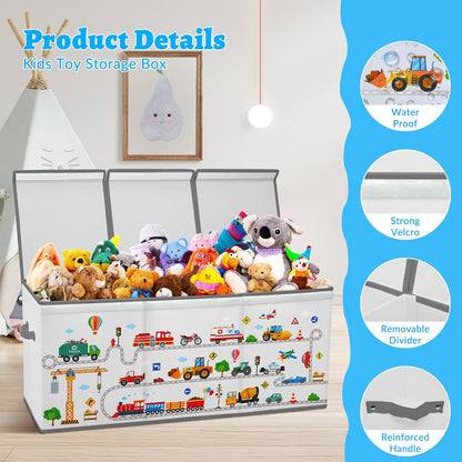 Large Toy Box Collapsible Chest Organizer with Flip Lid for Kids