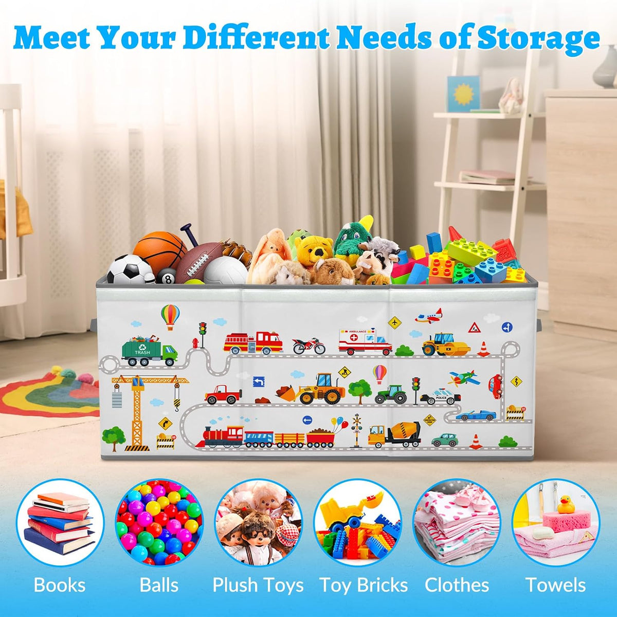 Large Toy Box Collapsible Chest Organizer with Flip Lid for Kids