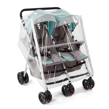 Double Stroller Rain Cover, Waterproof Weather Shield for Tandem Double Stroller, Twins Stroller Cover for Rain/Wind/Snow/Cold/Dust, Childseat Stroller Weather Shield, Baby Outdoor Accessories