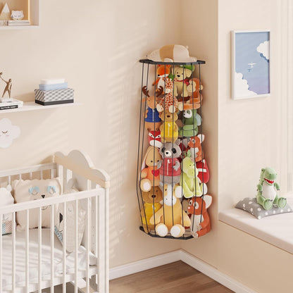 Stuffed Animal Storage, Corner Plush Toy Organizer with Hardware