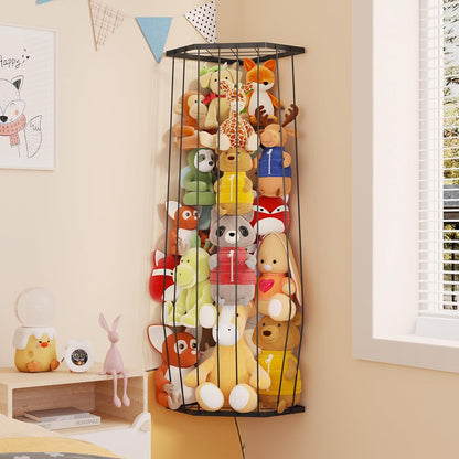 Stuffed Animal Storage, Corner Plush Toy Organizer with Hardware