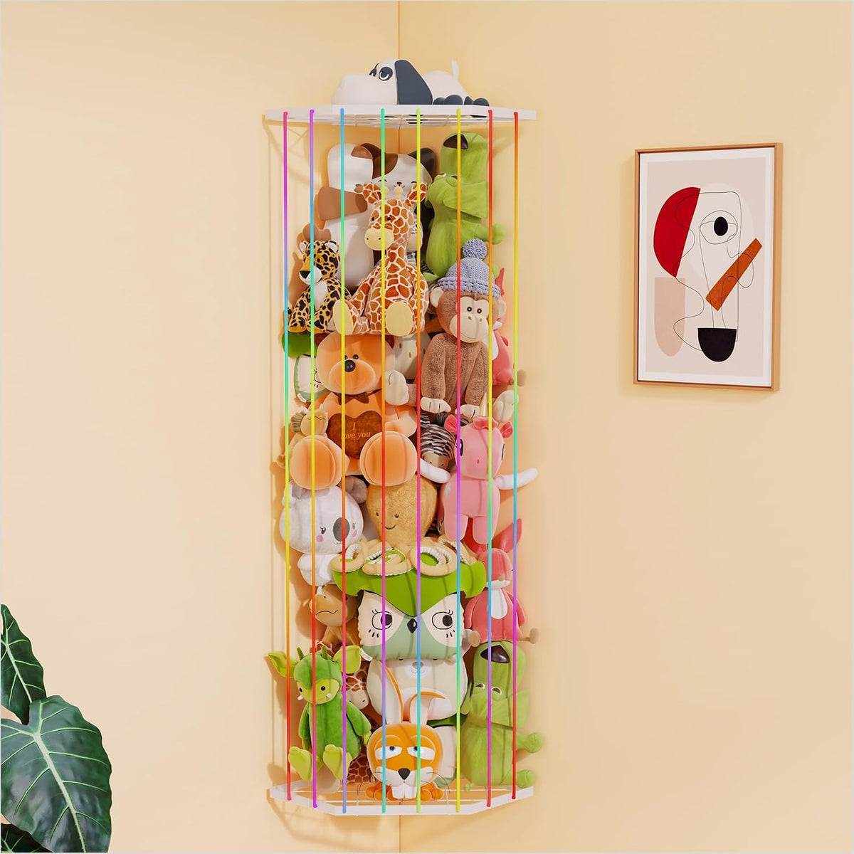 Stuffed Animal Storage, Corner Plush Toy Organizer with Hardware