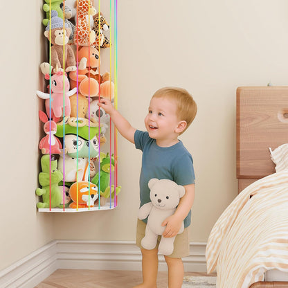 Stuffed Animal Storage, Corner Plush Toy Organizer with Hardware