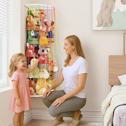 Stuffed Animal Storage, Corner Plush Toy Organizer with Hardware