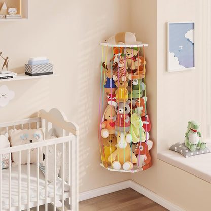 Stuffed Animal Storage, Corner Plush Toy Organizer with Hardware