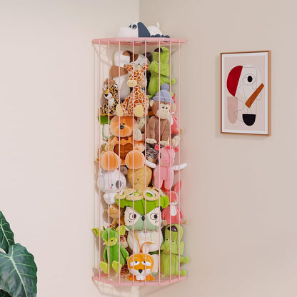 Stuffed Animal Storage, Corner Plush Toy Organizer with Hardware