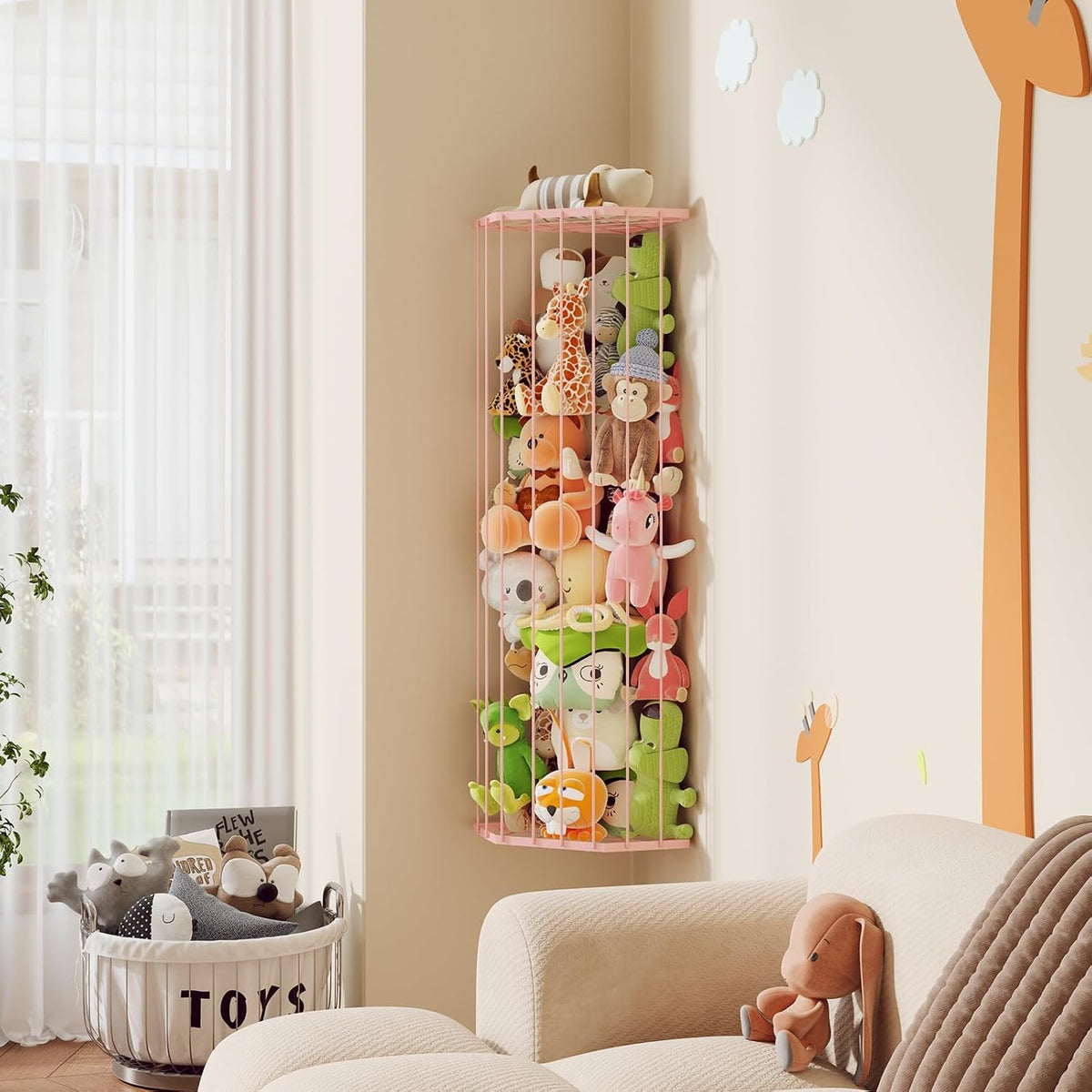 Stuffed Animal Storage, Corner Plush Toy Organizer with Hardware