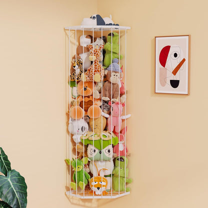 Stuffed Animal Storage, Corner Plush Toy Organizer with Hardware