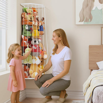 Stuffed Animal Storage, Corner Plush Toy Organizer with Hardware