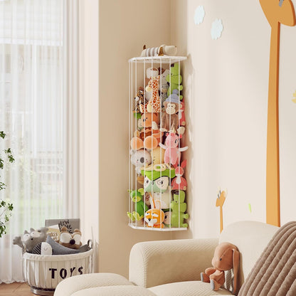 Stuffed Animal Storage, Corner Plush Toy Organizer with Hardware