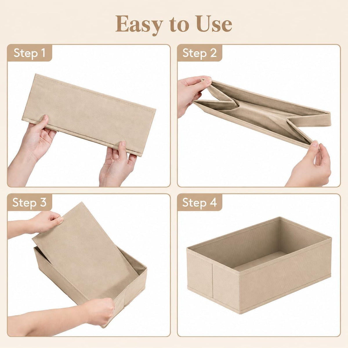 Drawer Organizer Set of 12 for Dresser Drawers, Foldable Drawer Organizers for Underwear, Socks, Bras, Panties, Baby Clothes & Accessories, Fabric Storage Bins with Dividers, 3 Sizes, Beige