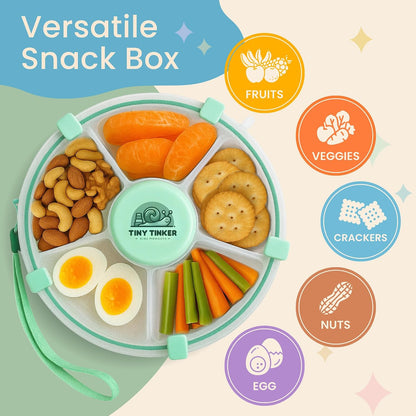 Snack Spinner for Toddlers with Lid, Small 5-Compartment Durable, Portable, Leak-Proof – Easy to Open, BPA-Free, Dishwasher Safe – Perfect for Travel, Daycare, Lunchboxes, and On-the-Go Snacks, Pink