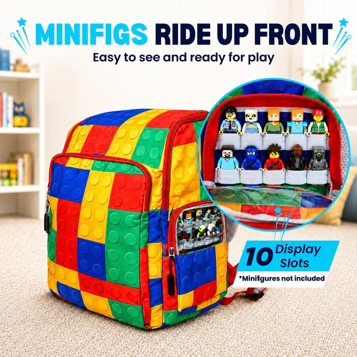 BrickPack LEGO Storage Backpack with Play Mat and Minifigure Display