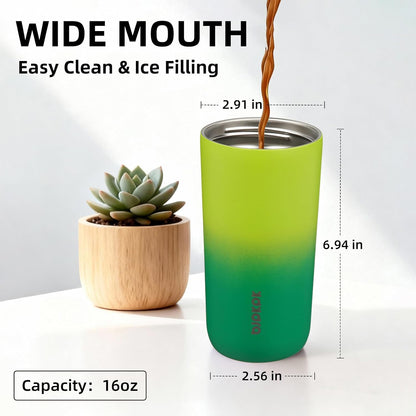 16oz Insulated Travel Coffee Mug, Stainless Steel Tumbler | Thermal Cup, Keeps Hot/Cold, Leakproof, Double Wall Vacuum, Dishwasher Safe, Wide Mouth, Office & Outdoor, Bamboo Grove