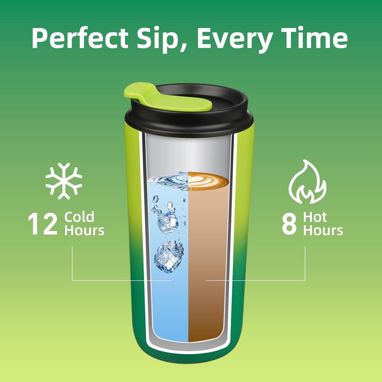 16oz Insulated Travel Coffee Mug, Stainless Steel Tumbler | Thermal Cup, Keeps Hot/Cold, Leakproof, Double Wall Vacuum, Dishwasher Safe, Wide Mouth, Office & Outdoor, Bamboo Grove