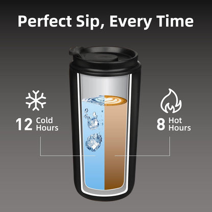 16oz Insulated Travel Coffee Mug, Stainless Steel Tumbler | Thermal Cup, Keeps Hot/Cold, Leakproof, Double Wall Vacuum, Dishwasher Safe, Wide Mouth, Office & Outdoor, Bamboo Grove
