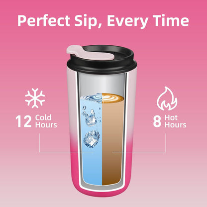 16oz Insulated Travel Coffee Mug, Stainless Steel Tumbler | Thermal Cup, Keeps Hot/Cold, Leakproof, Double Wall Vacuum, Dishwasher Safe, Wide Mouth, Office & Outdoor, Bamboo Grove