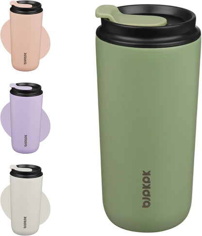 16oz Insulated Travel Coffee Mug, Stainless Steel Tumbler | Thermal Cup, Keeps Hot/Cold, Leakproof, Double Wall Vacuum, Dishwasher Safe, Wide Mouth, Office & Outdoor, Bamboo Grove